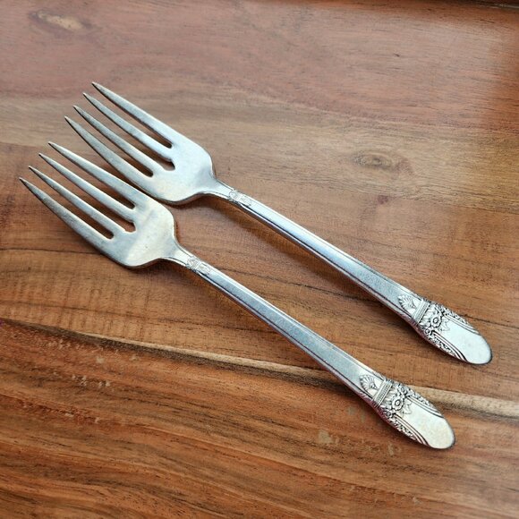 International Silver Other - 2) 1837 Rogers First Love Salad Fork 7” International Slverplate art deco